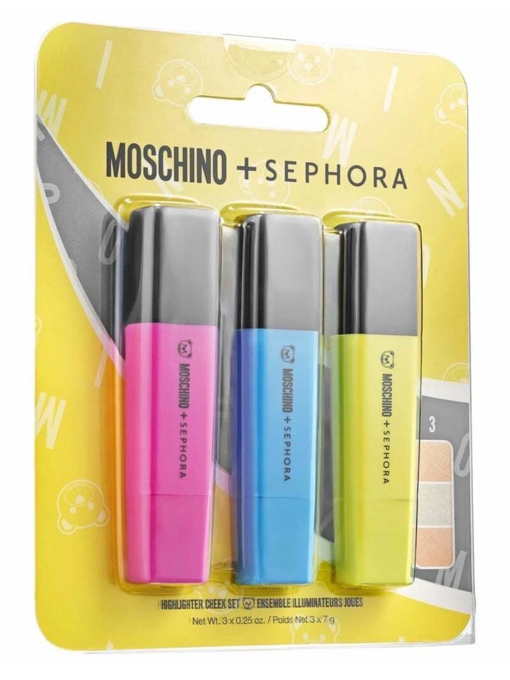 Highlighter Cheek Set - Pink, Blue, Yellow